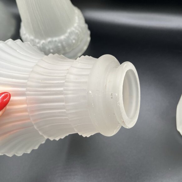 Vintage Frosted Glass Light Shades Lot 3 Art Deco Mid Century 2.25” Fitter READ - Picture 9 of 14